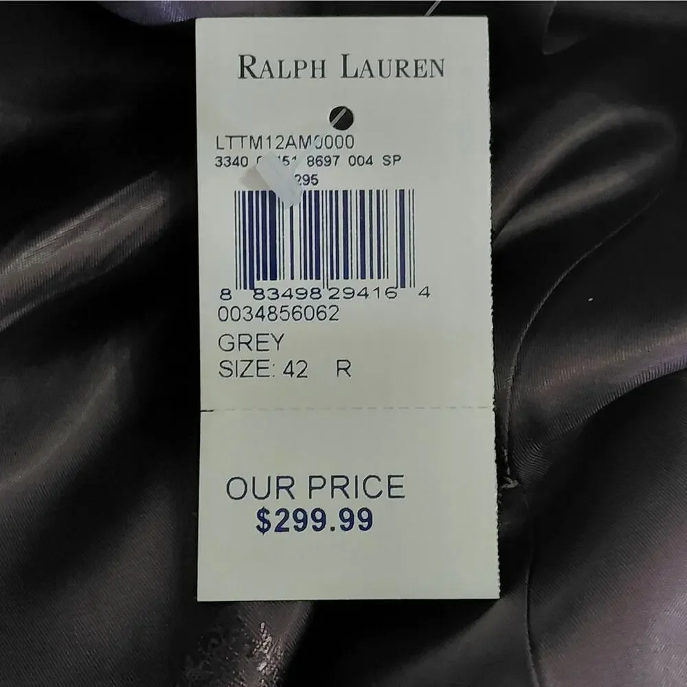Lauren Ralph Lauren Mens Blazer Sz 42R Gray Wool Blend Ultraflex Stretch Jacket